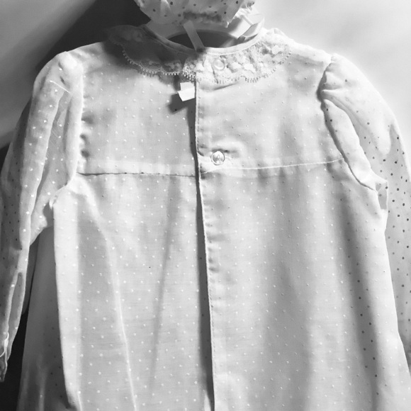 Vintage Newborn Christening Gown  & Bonnet White - Picture 3 of 6